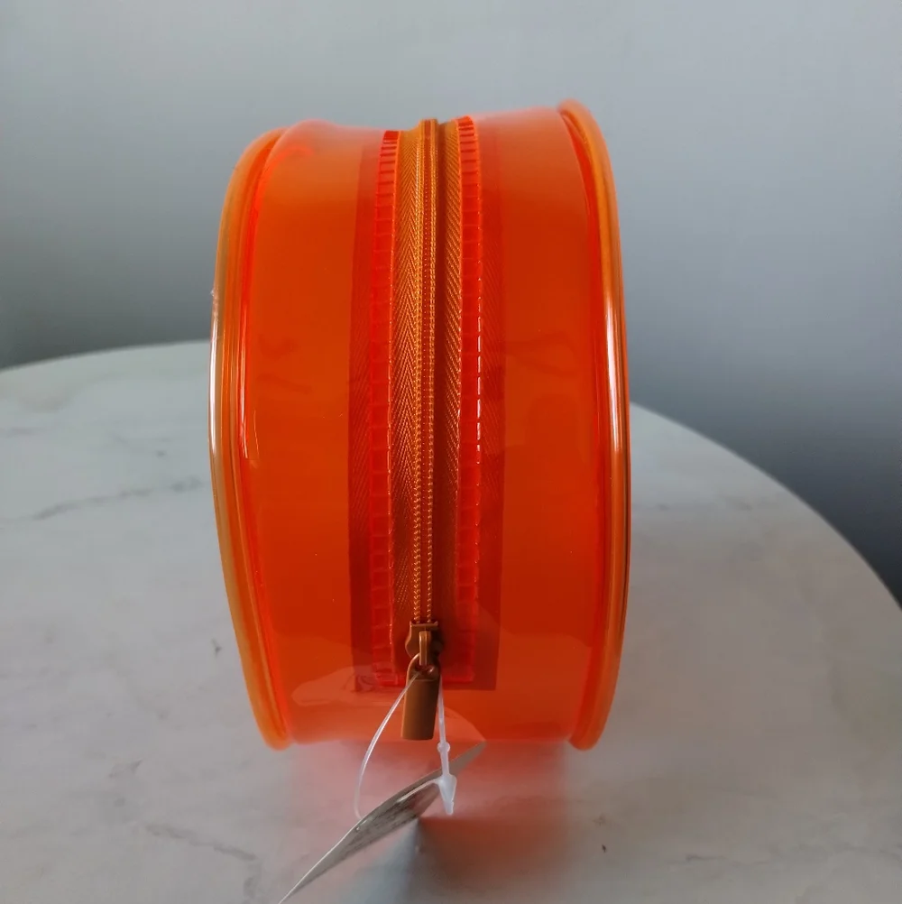 Neon Orange Daisy Clear Pouch NWT